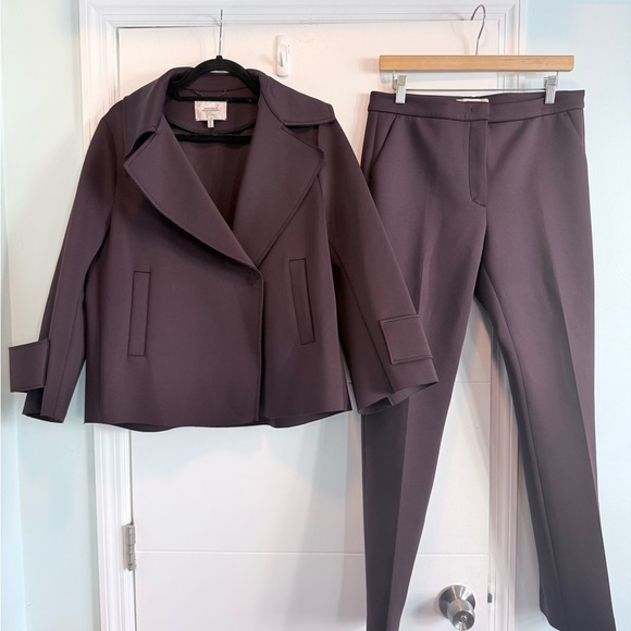 DOROTHEE SCHUMACHER Emotional Essence Brown Jacket Pant SUIT TWO PIECES 2/ 4 - Picture 2 of 11